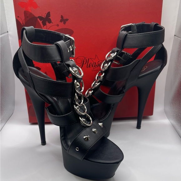 BNWB SIZE 9 PLEASER DELIGHT-658 6” T-STRAP CLOSE BACK EXOTIC DANCE SHOES - Picture 12 of 15